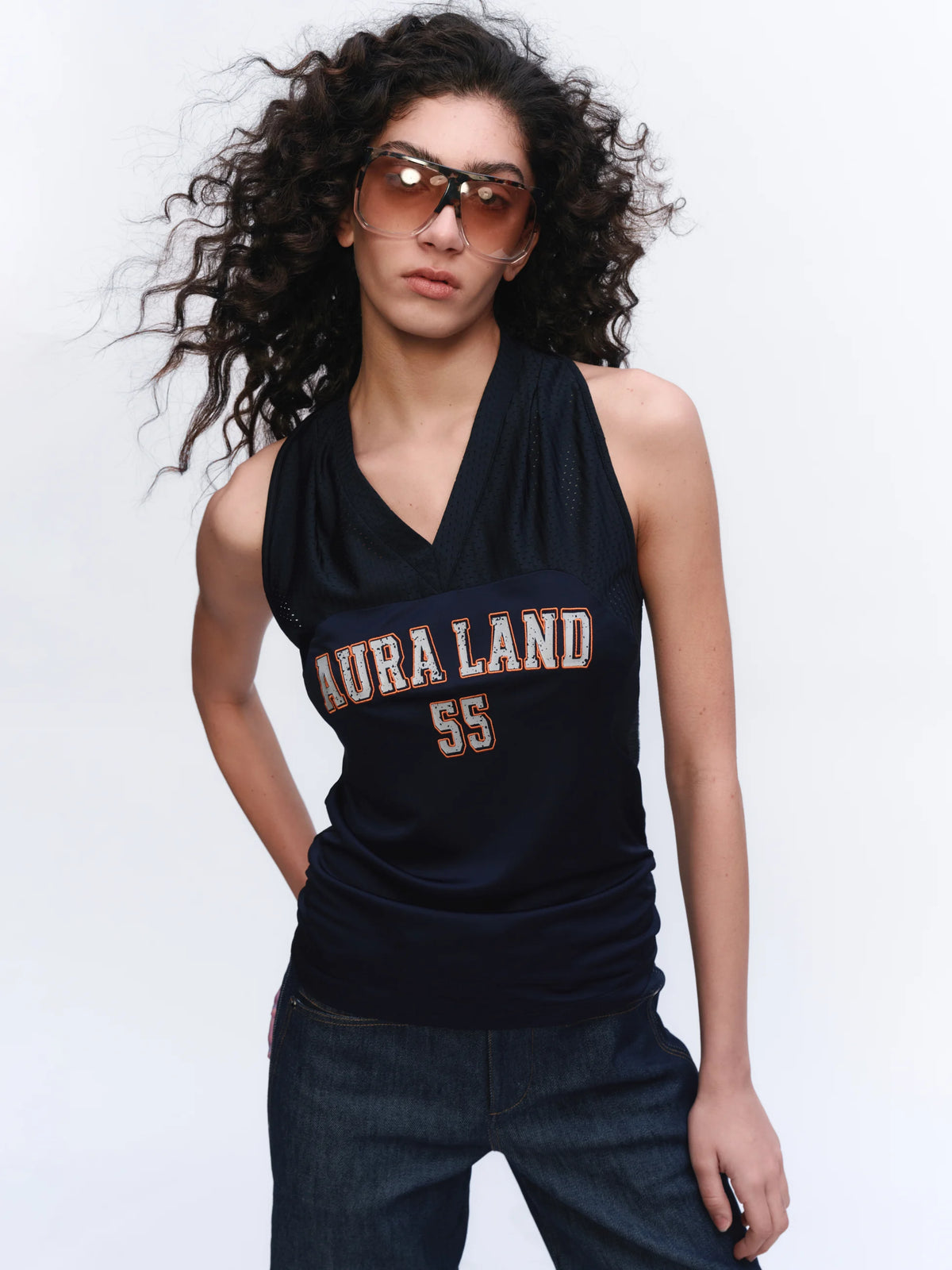 Graphic V-Neck Racerback Tank - styling with accessories