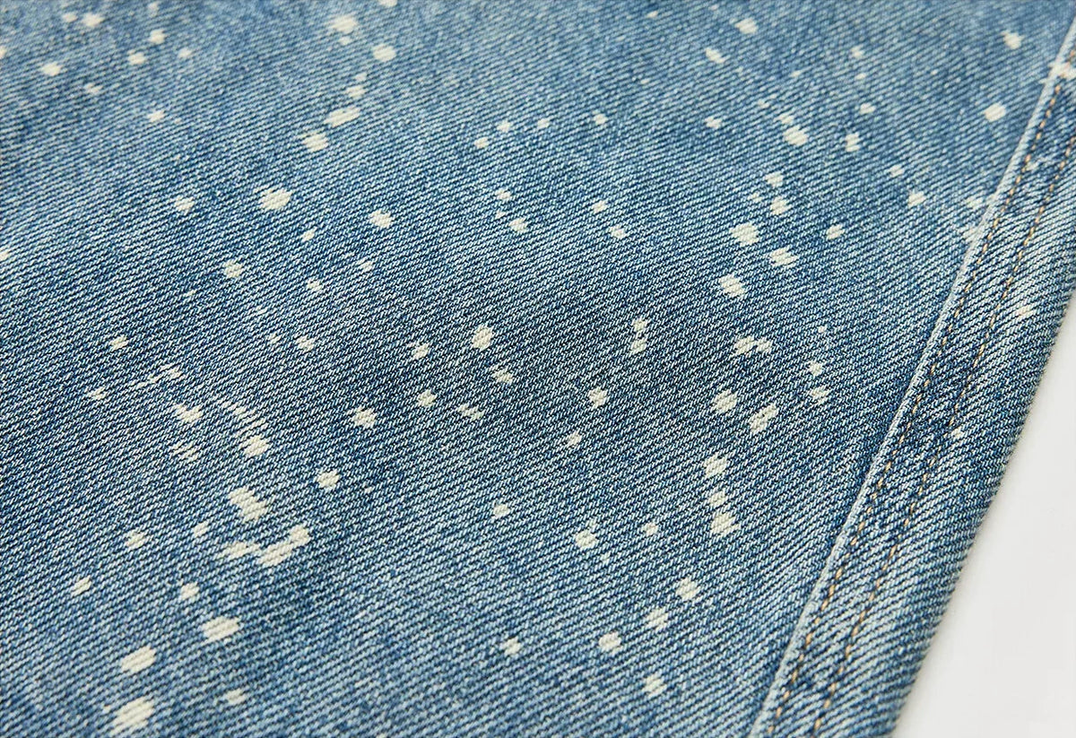 Splatter-Wash Wide-Leg Jeans - denim construction detail