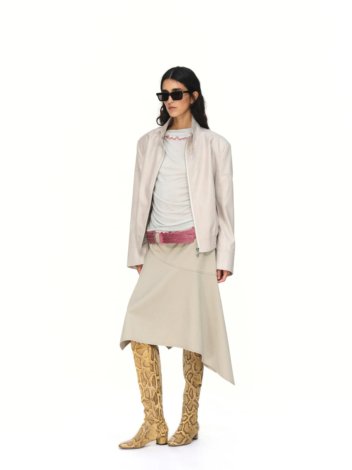 Contrast Lettuce-Trim Long-Sleeve Top - styling look