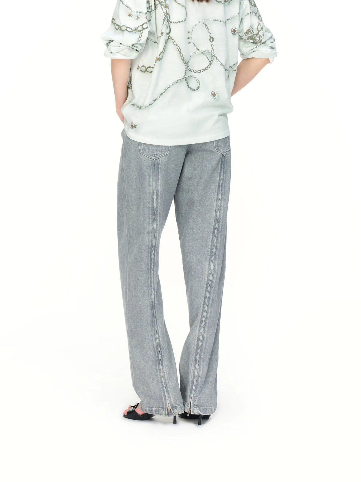 Zip-Hem Cargo Jeans - model photograph 3