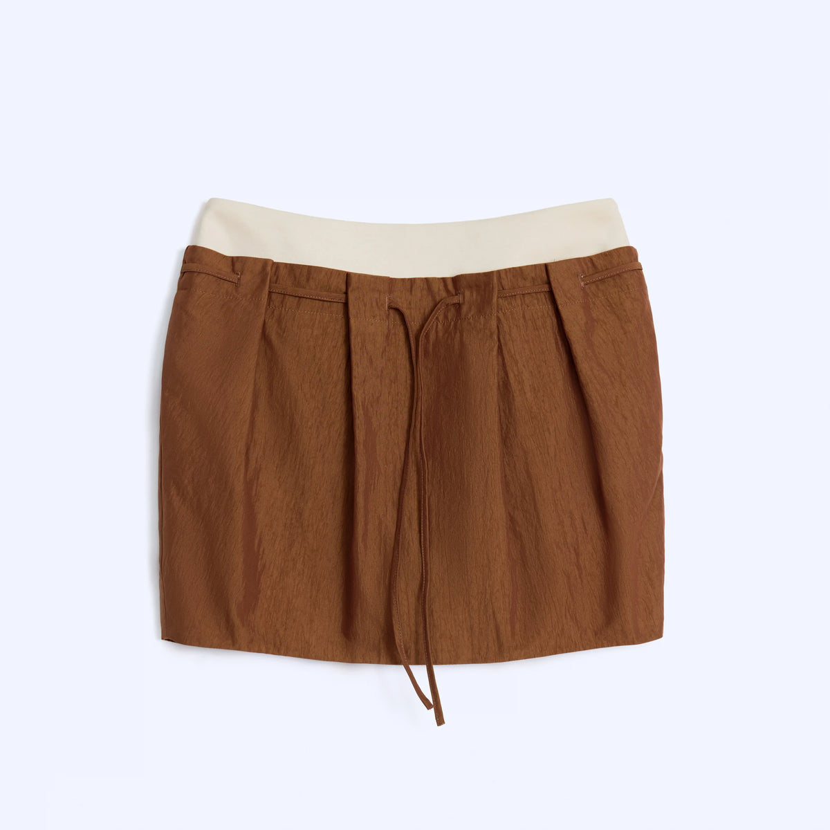 Drawstring Bubble Mini Skirt — product flat lay