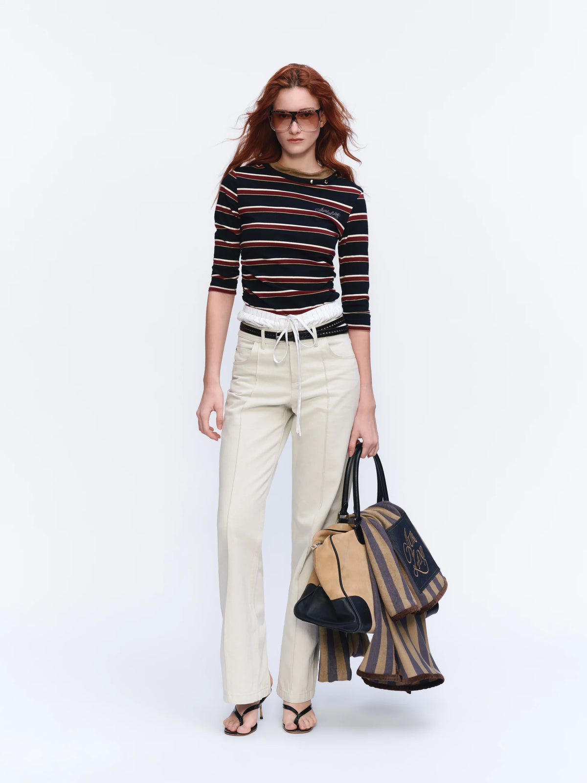 Embroidered Striped Knit Top - styling look