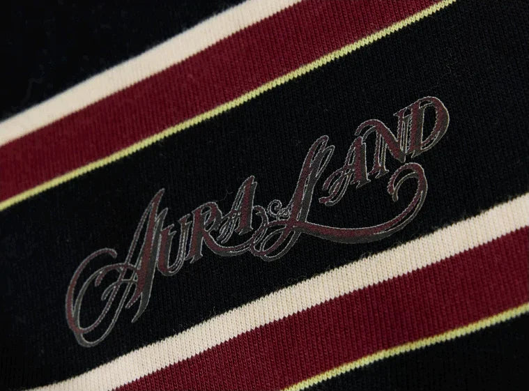 Embroidered Striped Knit Top - embroidered logo detail