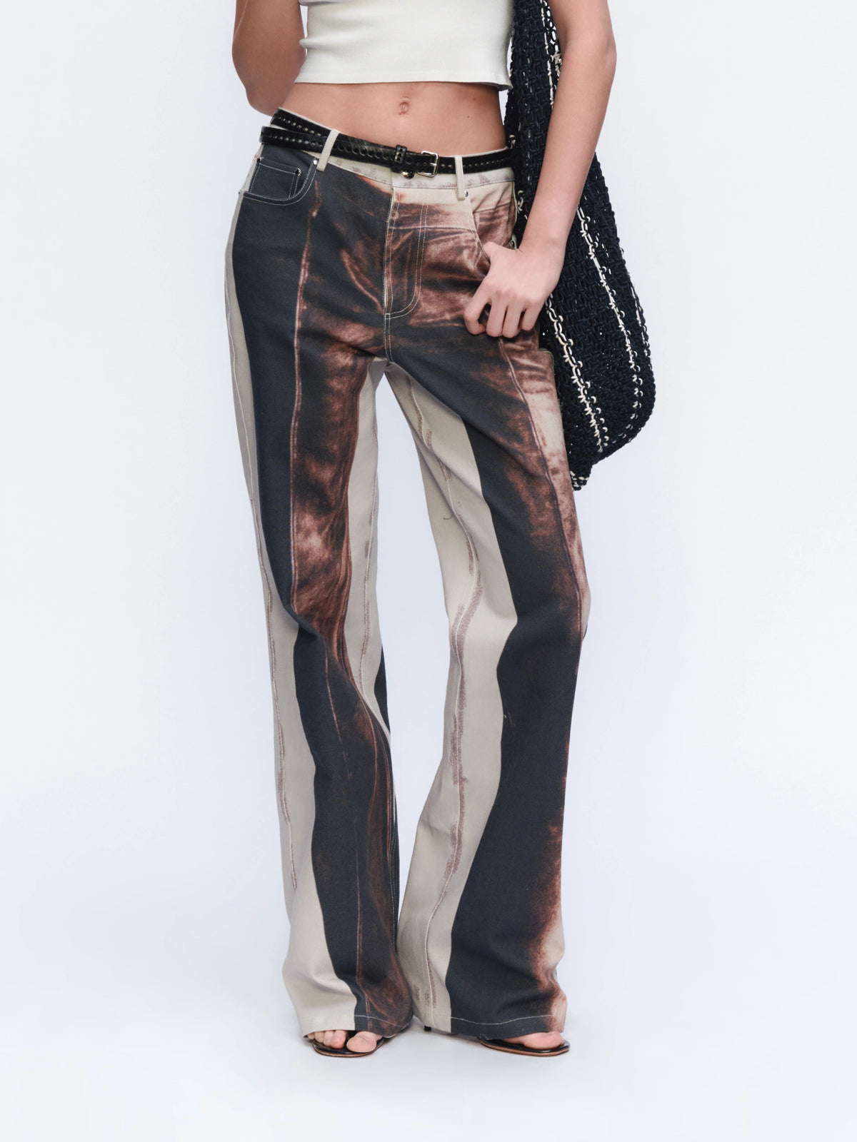 Double-Print Straight-Leg Jeans — front