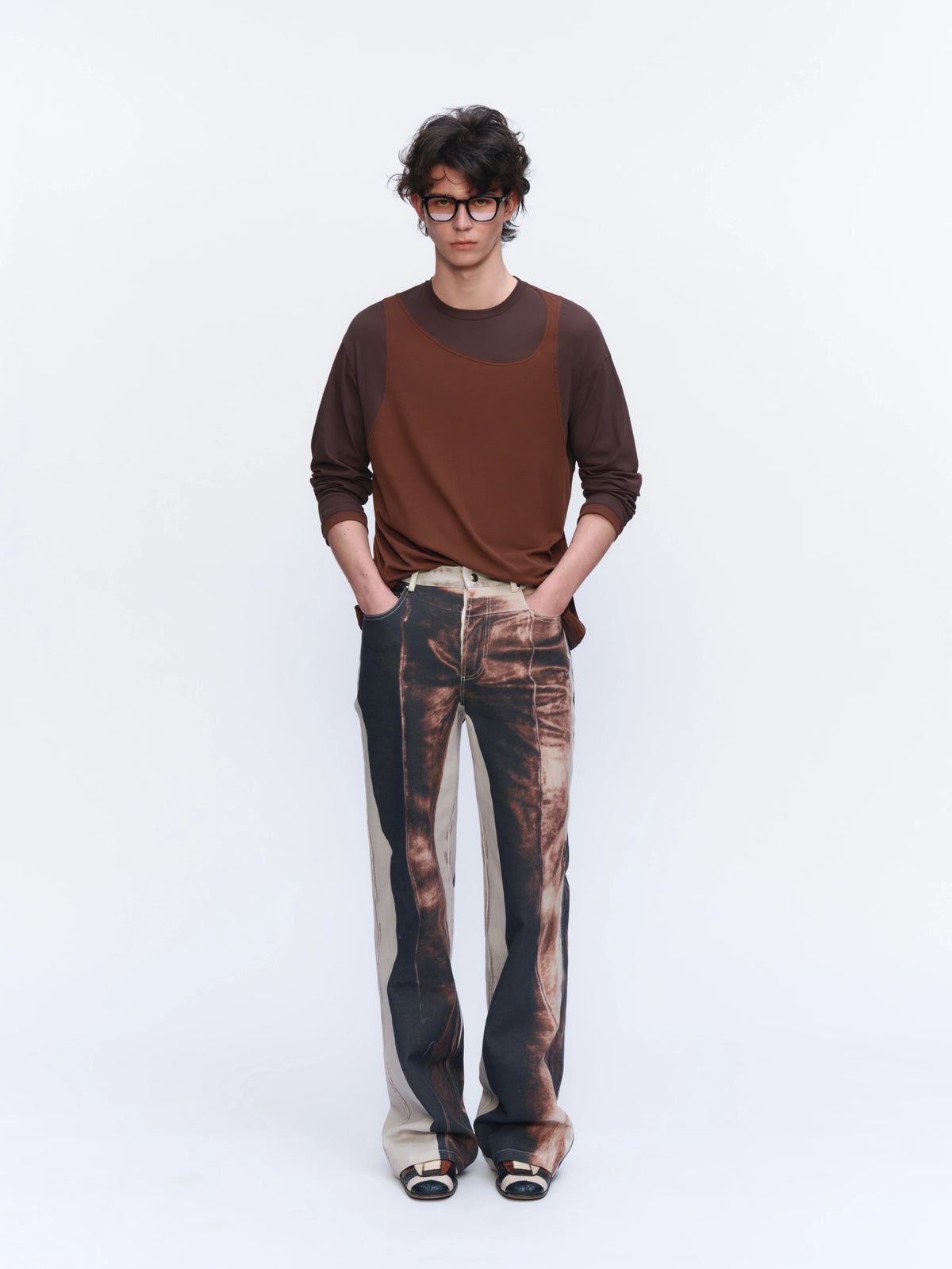 Double-Print Straight-Leg Jeans — full look