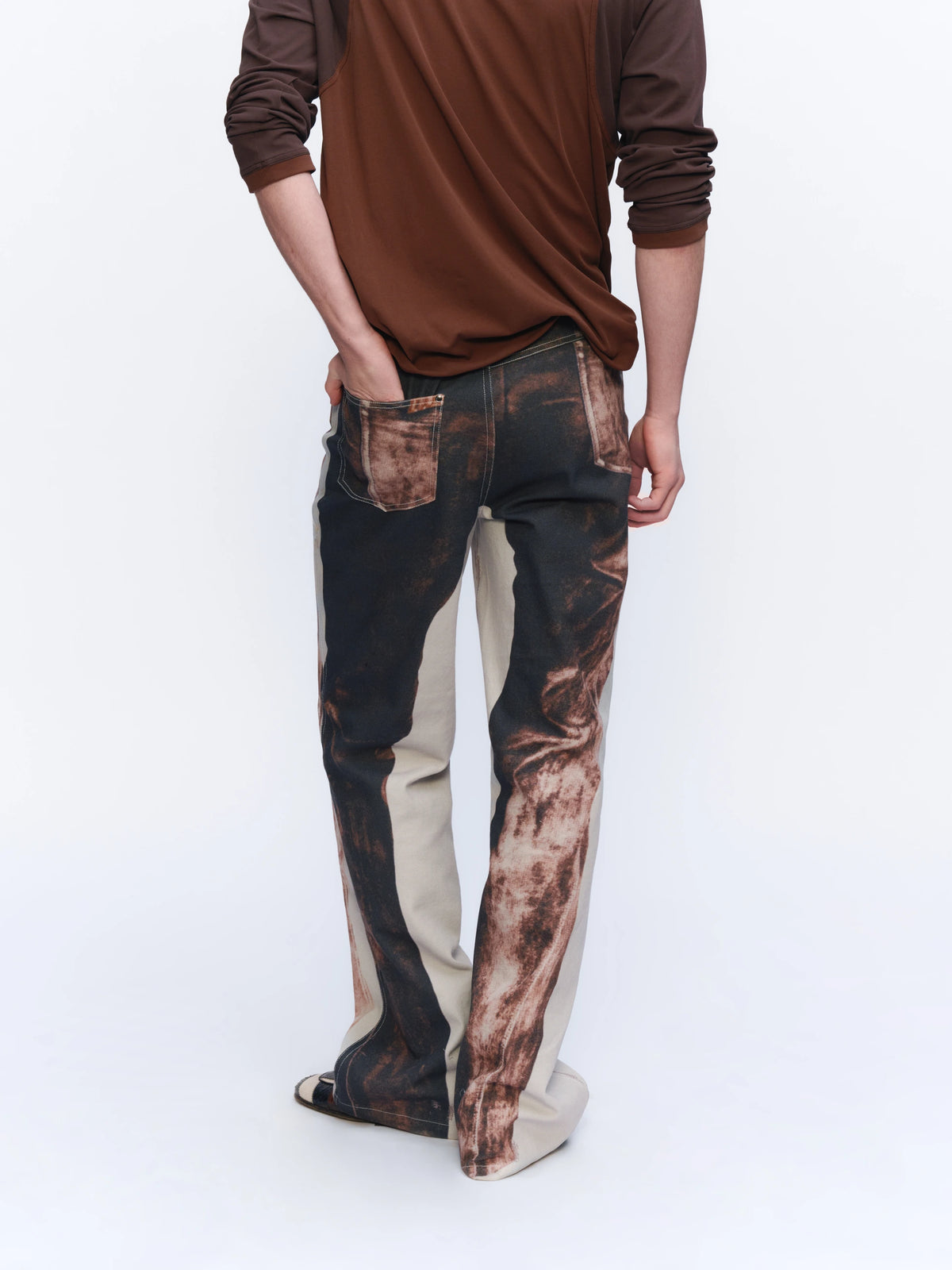 Double-Print Straight-Leg Jeans — back