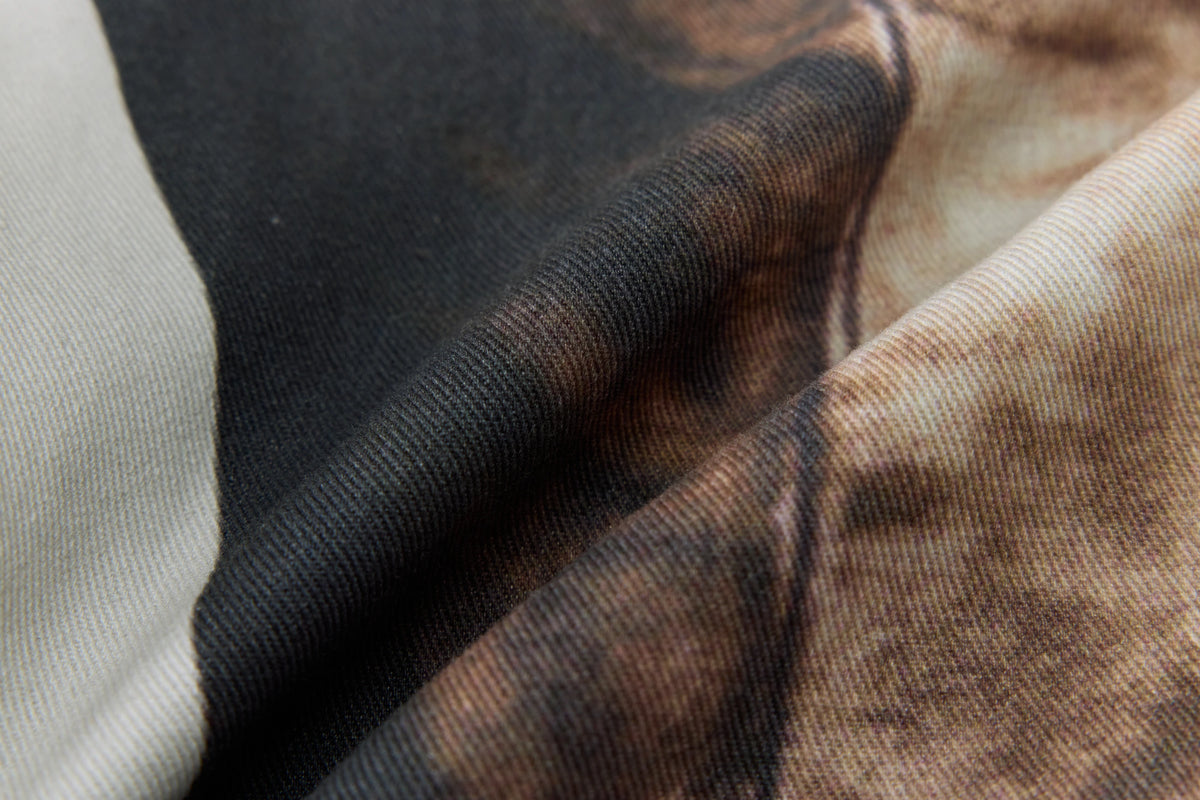 Double-Print Straight-Leg Jeans — fabric or construction detail