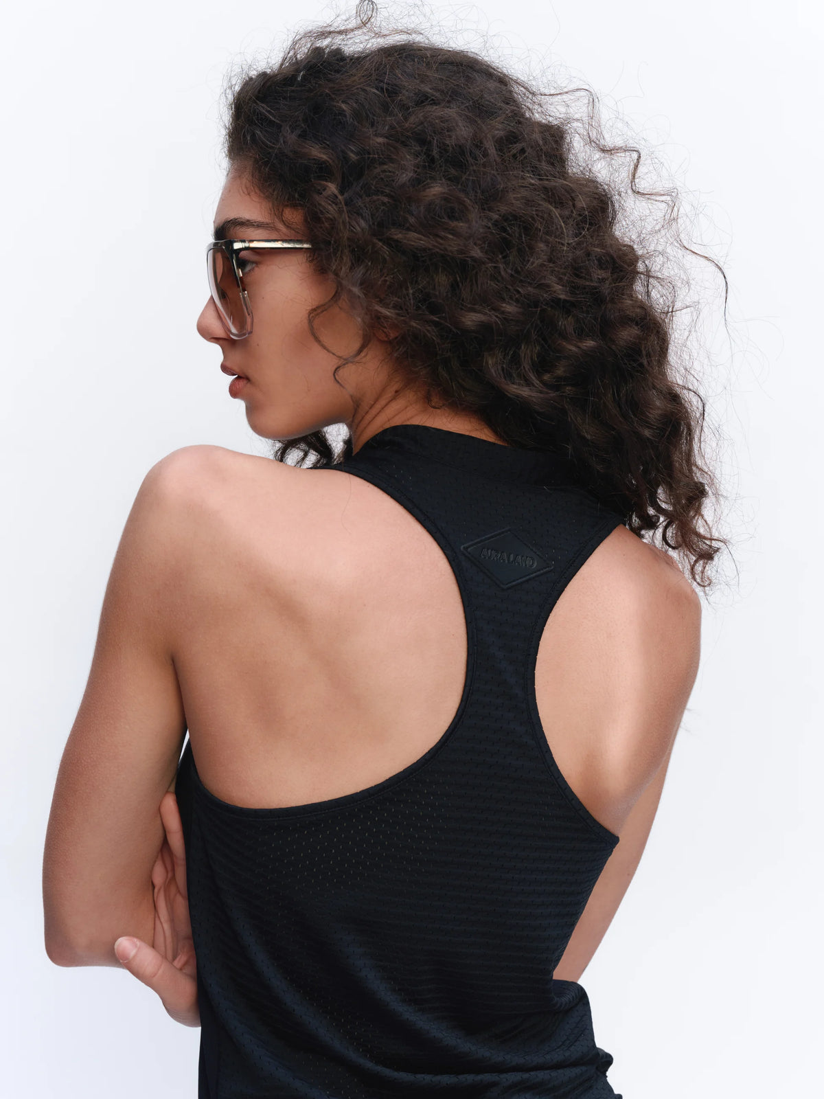 Graphic V-Neck Racerback Tank - model photograph 2