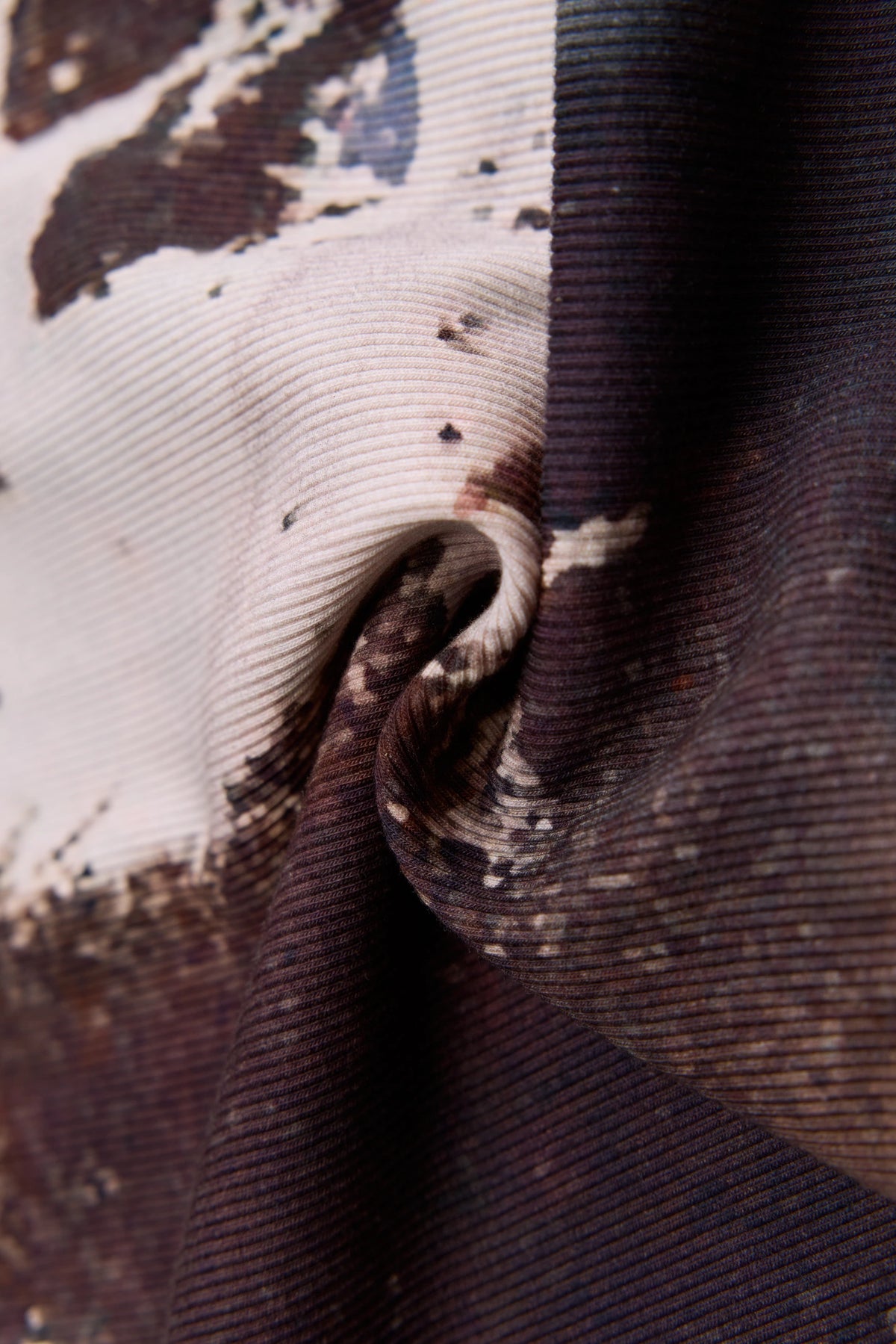 Graffiti-Print Lace-Waist Skirt — fabric or construction detail