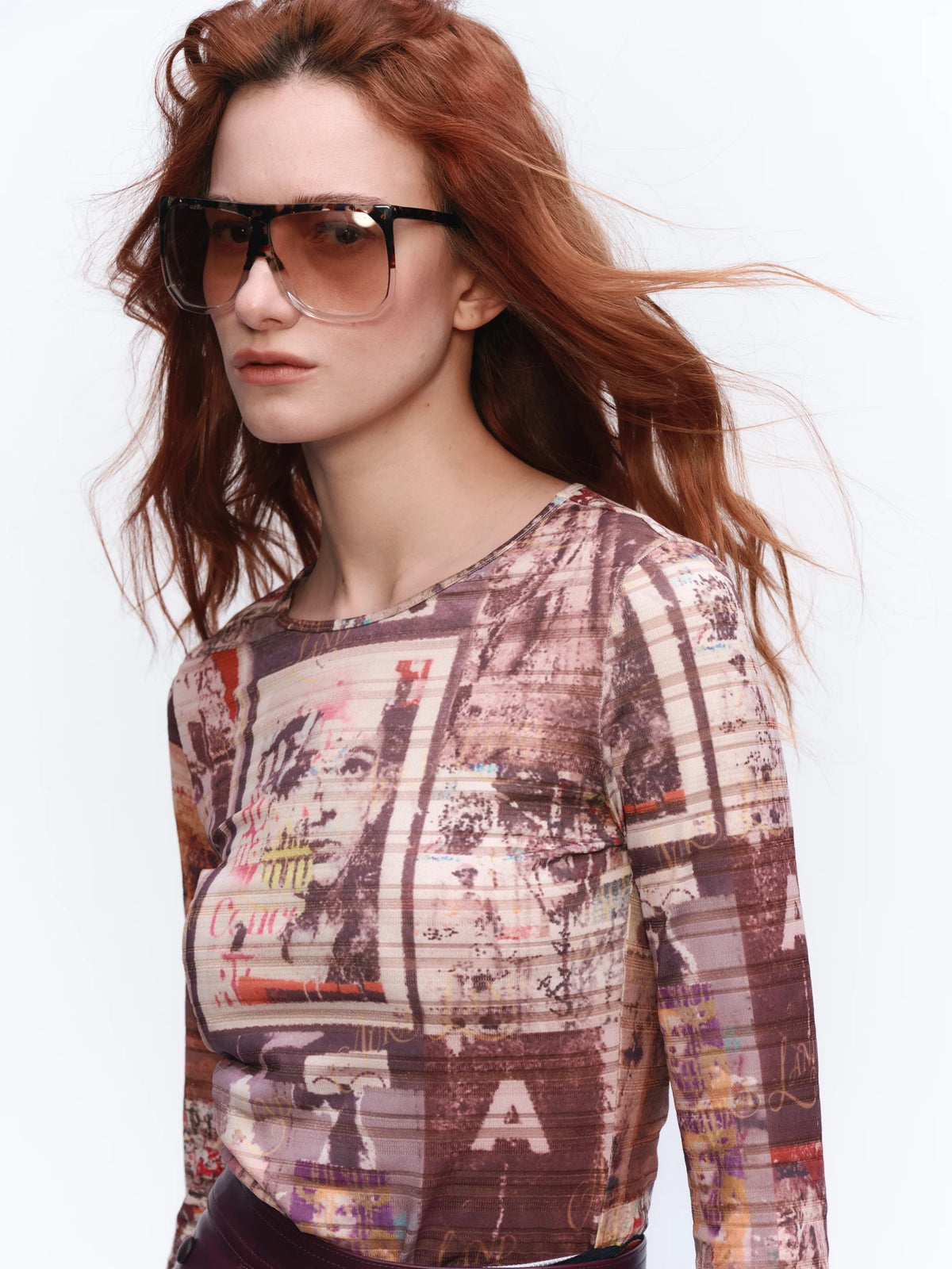 Graffiti-Print Long-Sleeve T-Shirt - model photograph