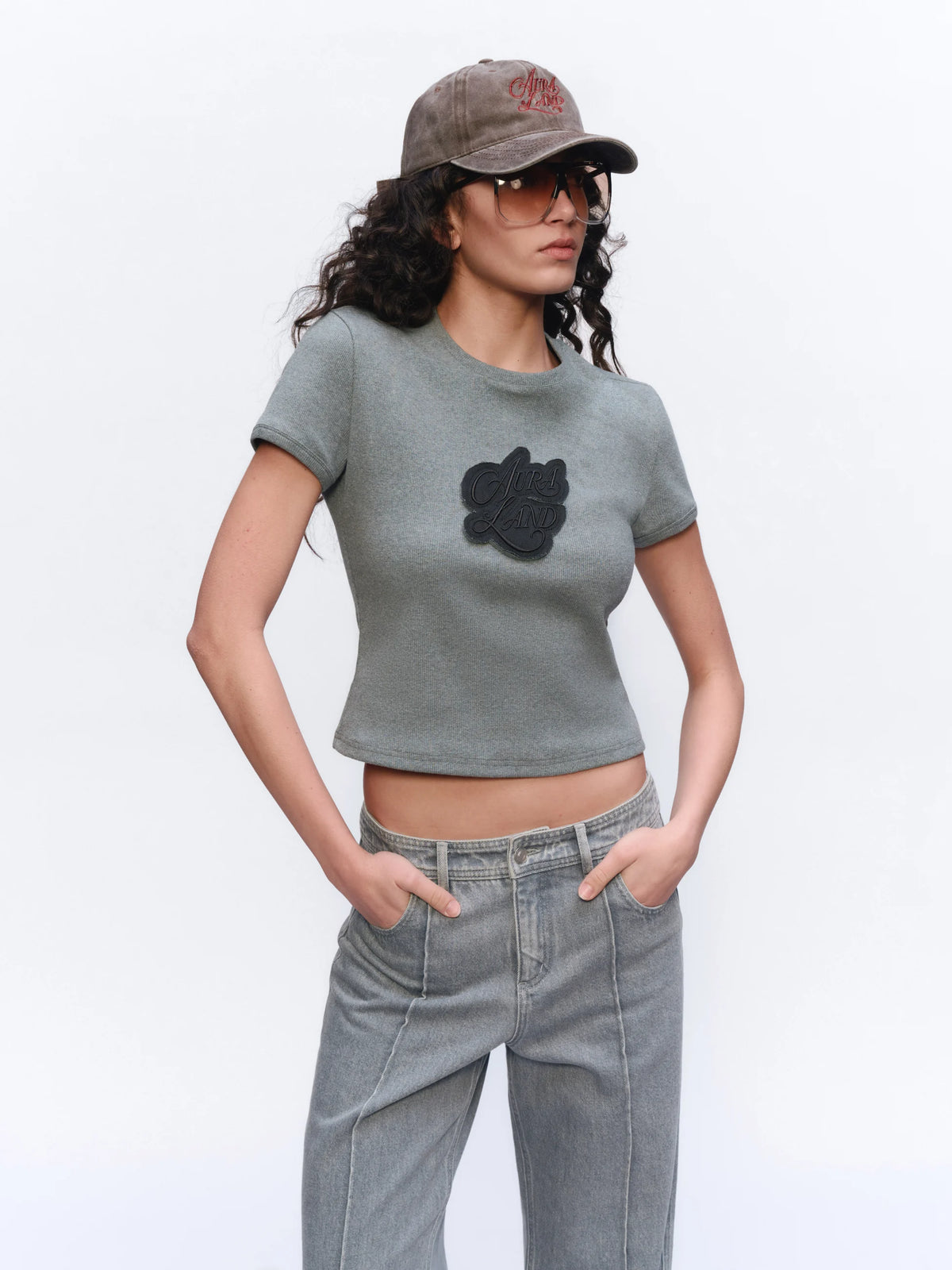 Applique Logo Fitted T-Shirt - model photograph