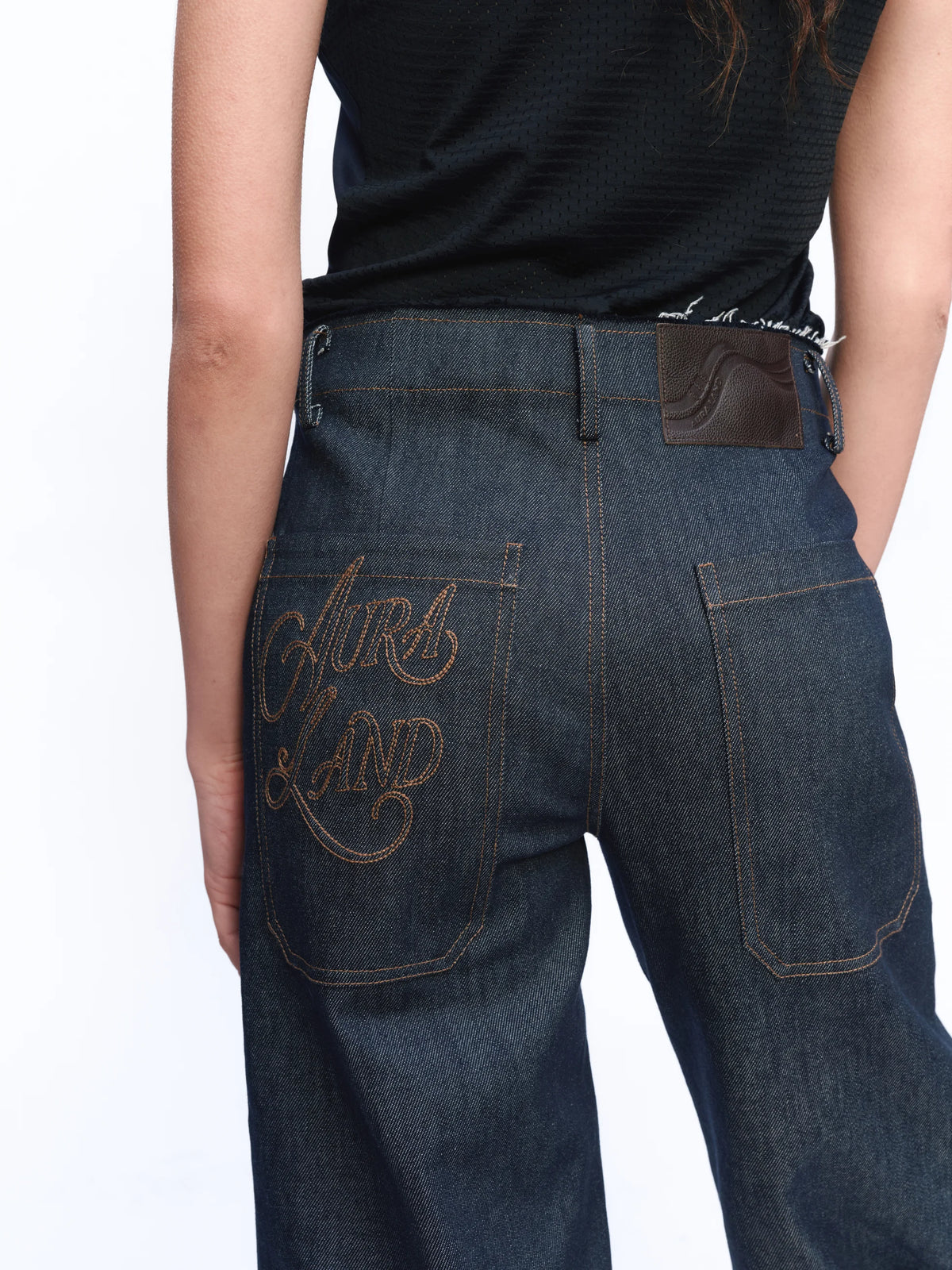 Drawstring-Hem Cropped Jeans - model photograph
