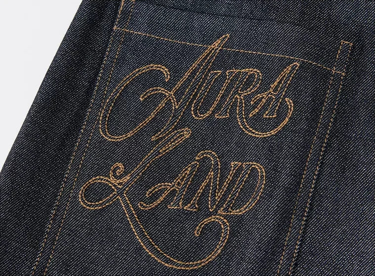 Drawstring-Hem Cropped Jeans - contrasting pocket embroidery