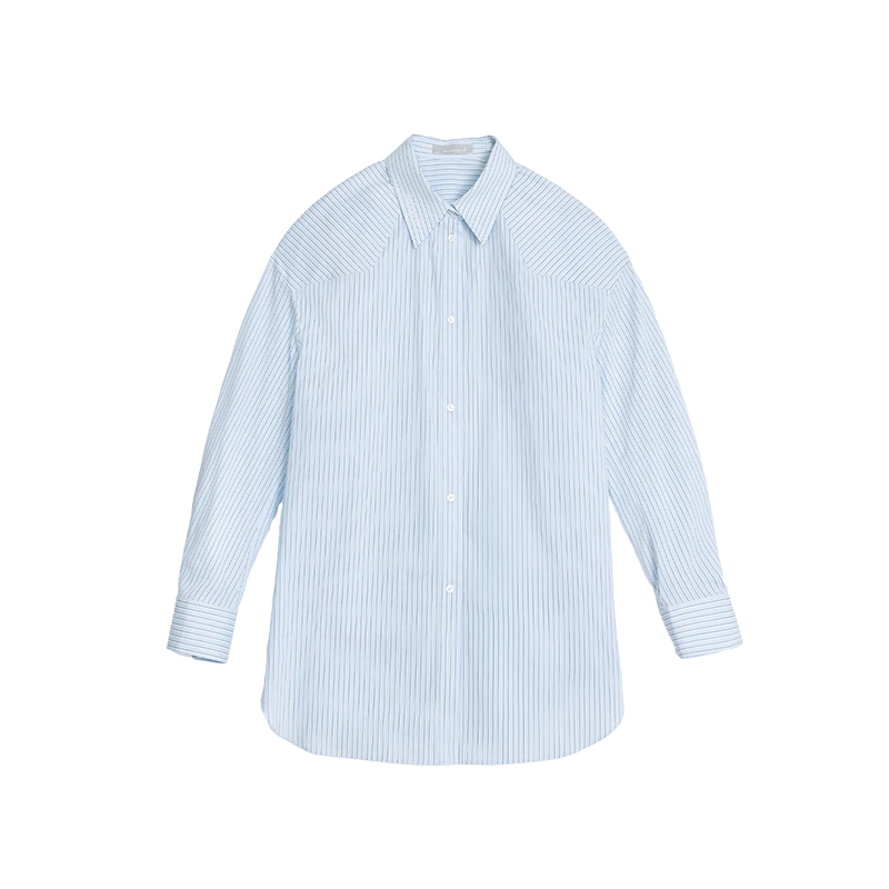 Embroidered Blue Stripe Shirt — product still life