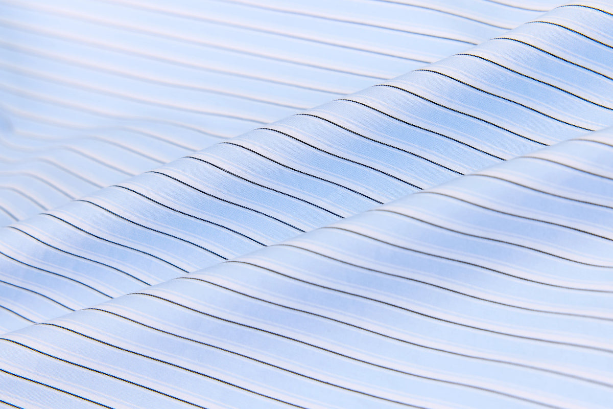 Embroidered Blue Stripe Shirt — fabric or construction detail