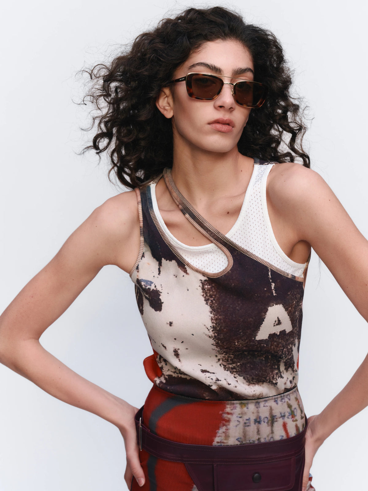 Layered Graphic Racerback Tank — front