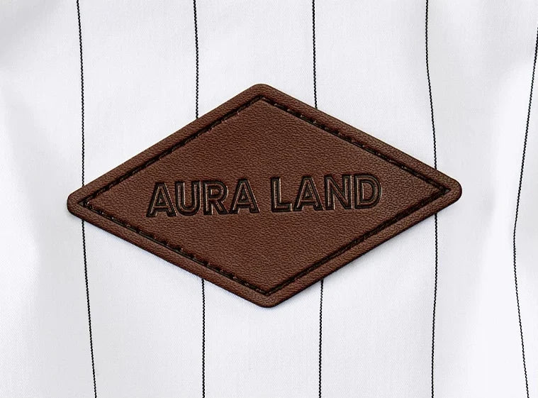 Striped Cropped Zip Jacket - logo patch detail