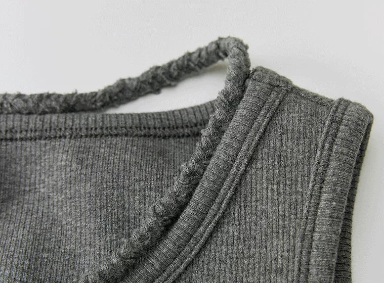 Cutout Logo Tank - neckline construction