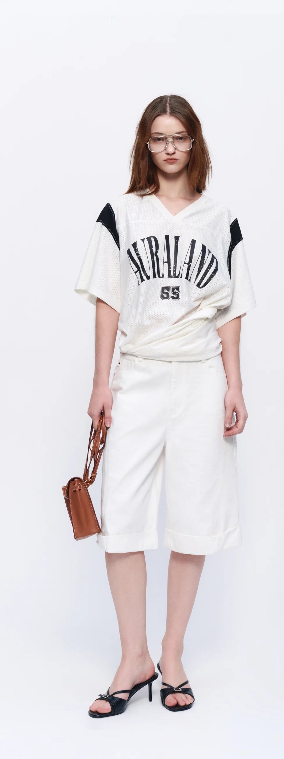 Printed Mesh V-Neck Jersey - styling look