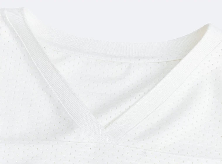 Printed Mesh V-Neck Jersey - ribbed v-neck detail