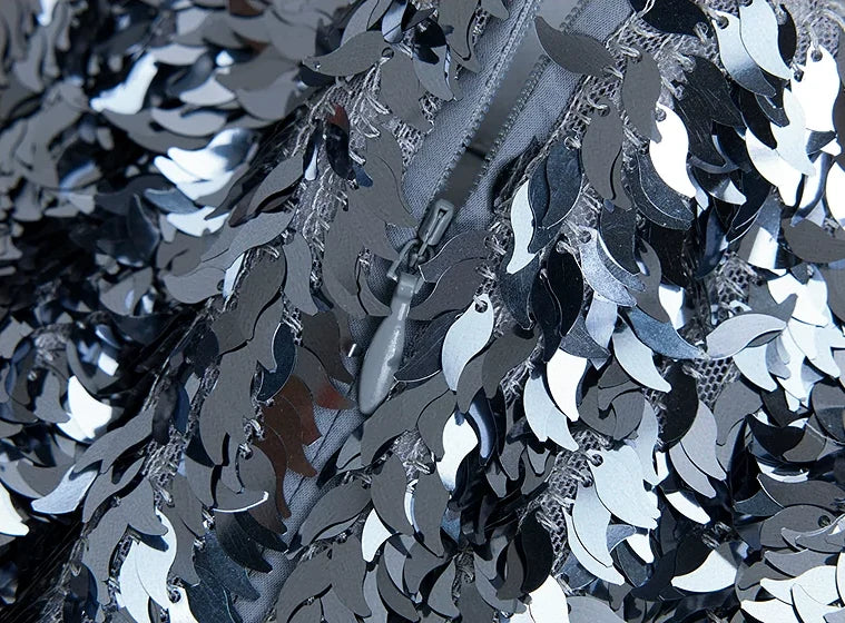 Sequinned Mini Skirt - concealed zipper detail