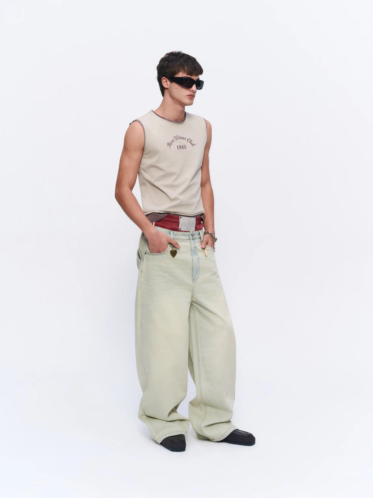 Vintage-Wash Wide-Leg Jeans — full look