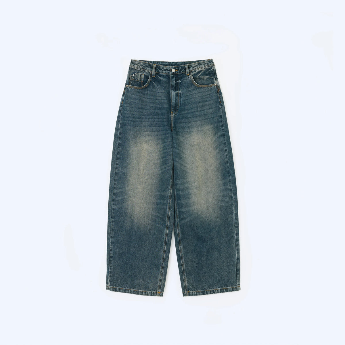 Vintage-Wash Wide-Leg Jeans — product flat lay