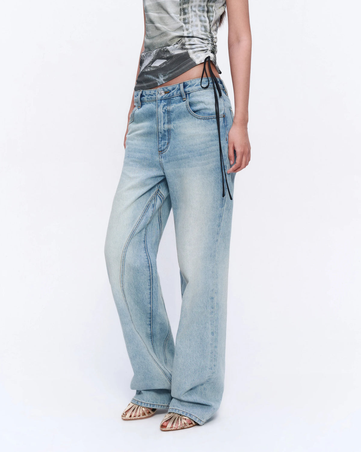Washed Wide-Leg Jeans — model photograph