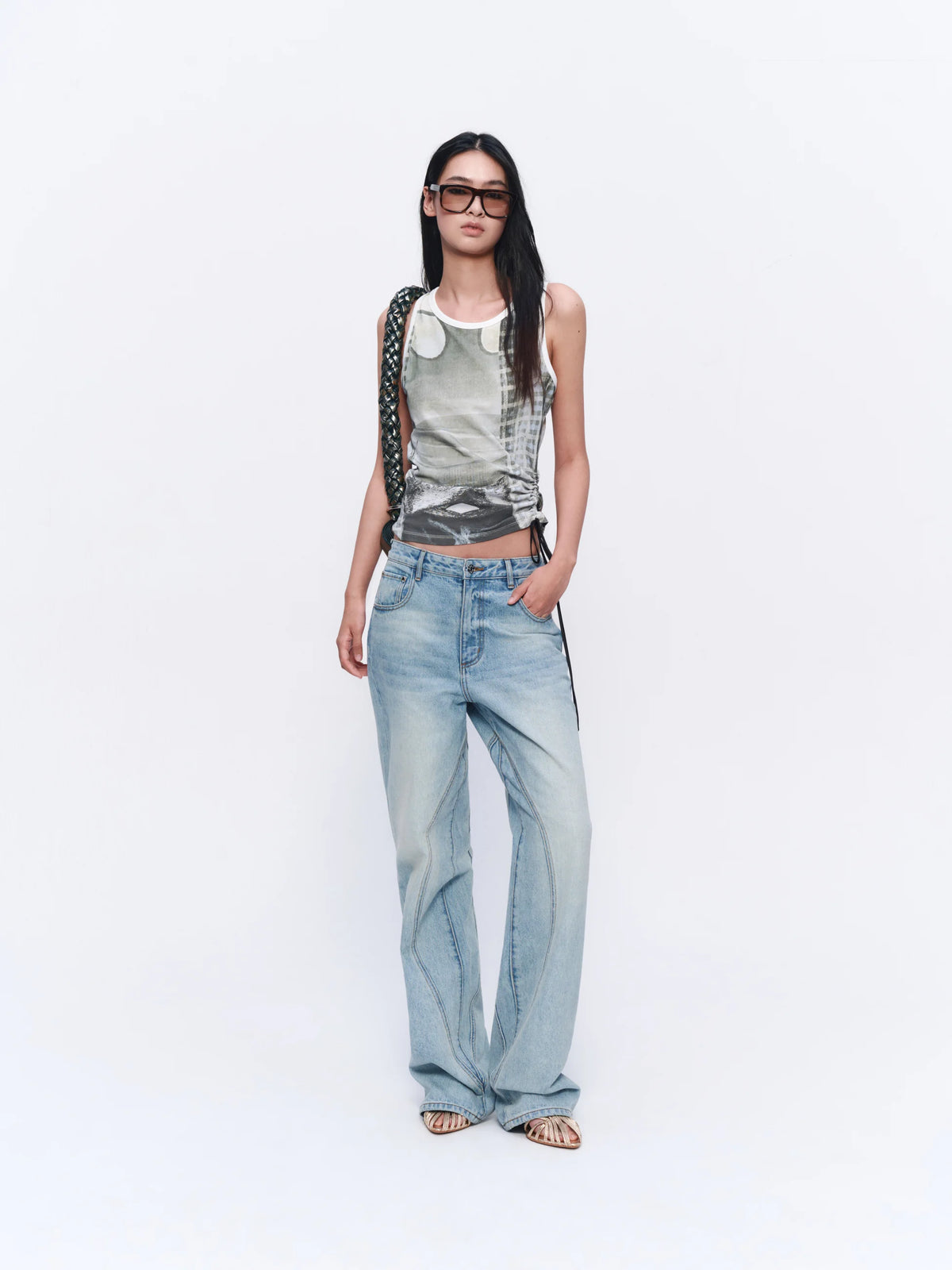 Washed Wide-Leg Jeans — front
