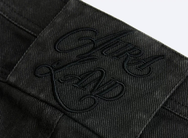 Cuffed Denim Bermuda Shorts - embroidered belt loop