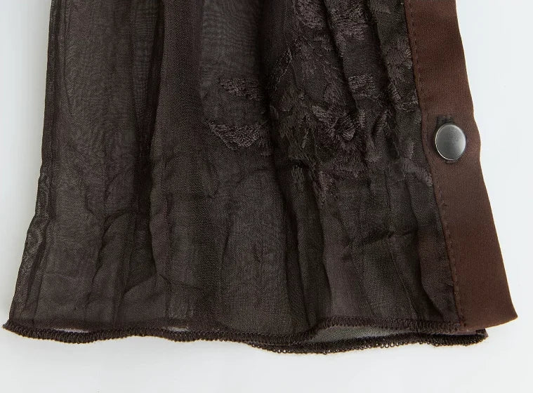 Sheer Jacquard Long-Sleeve Shirt - crinkled fabric detail