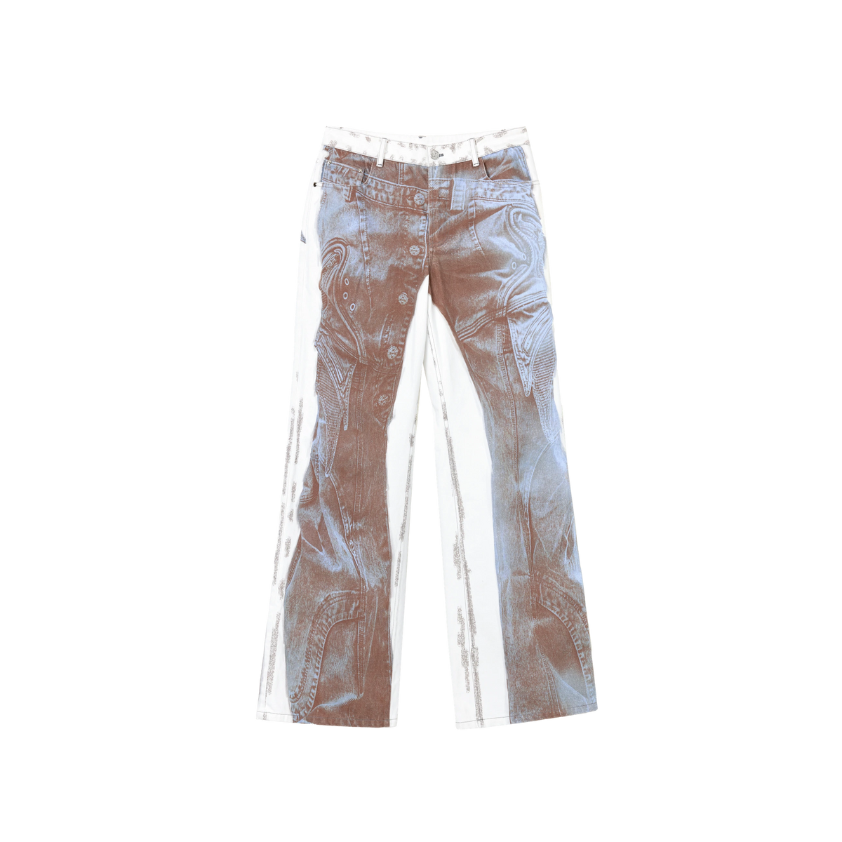 Printed Low-Rise Flared Jeans — product still life