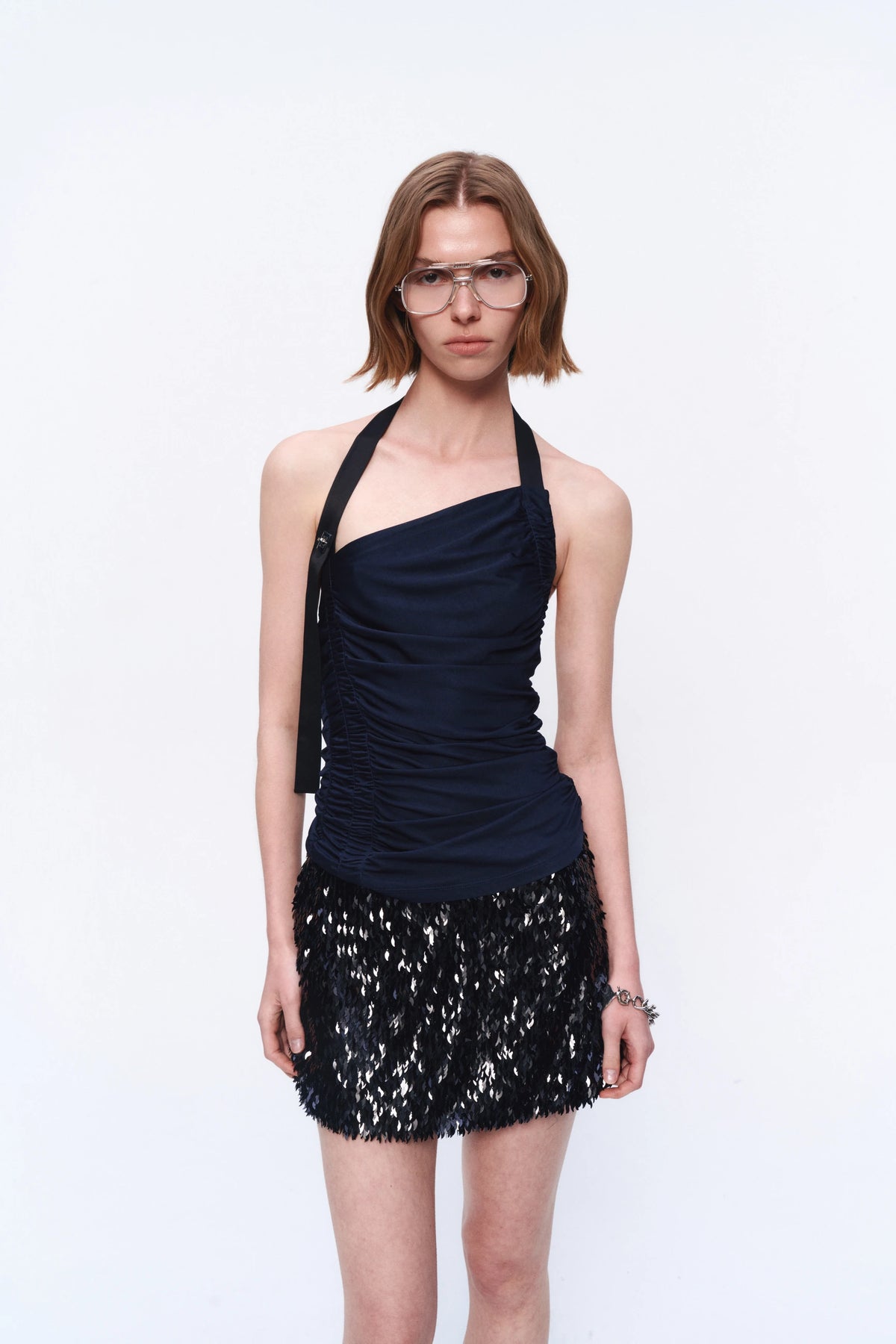 Ruched Halterneck Top — front