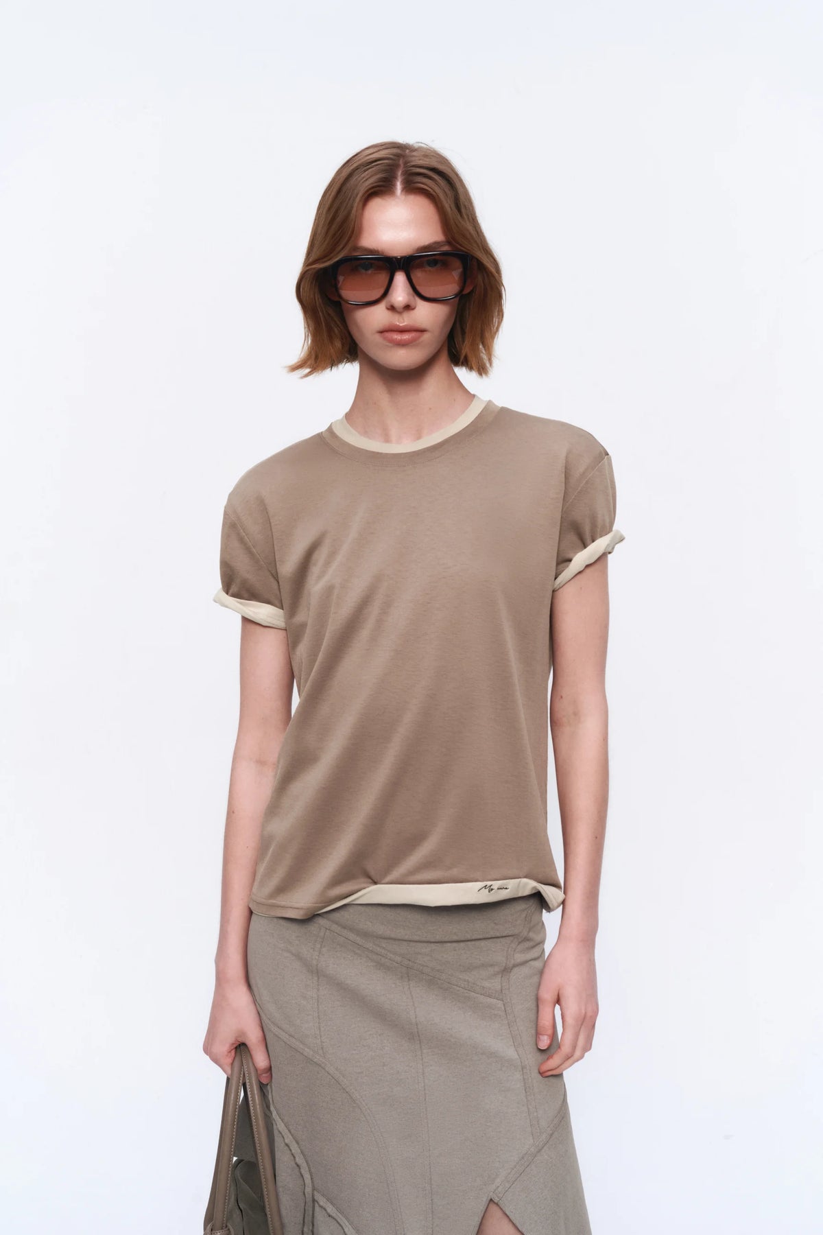 Layered Embroidered T-Shirt - model photograph