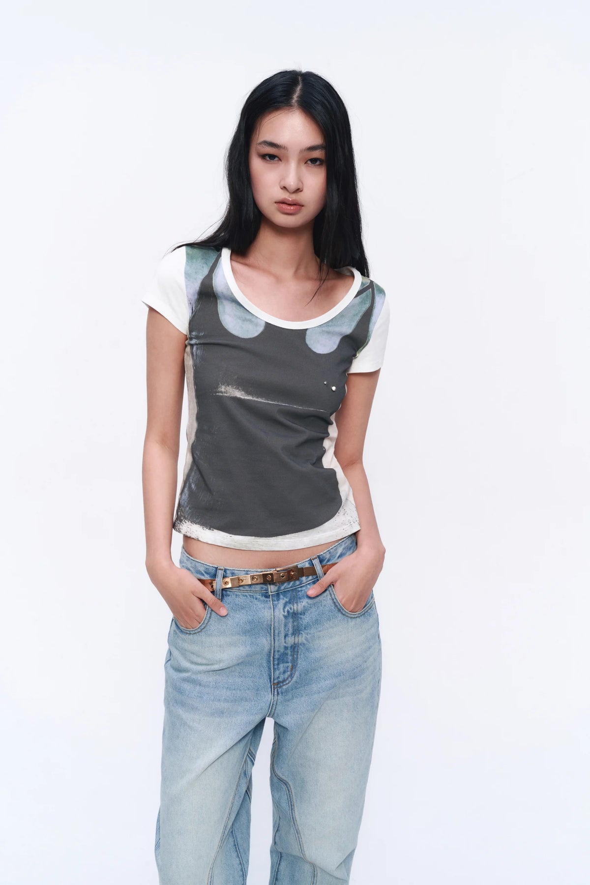 Layered Graphic Fitted T-Shirt — model photograph