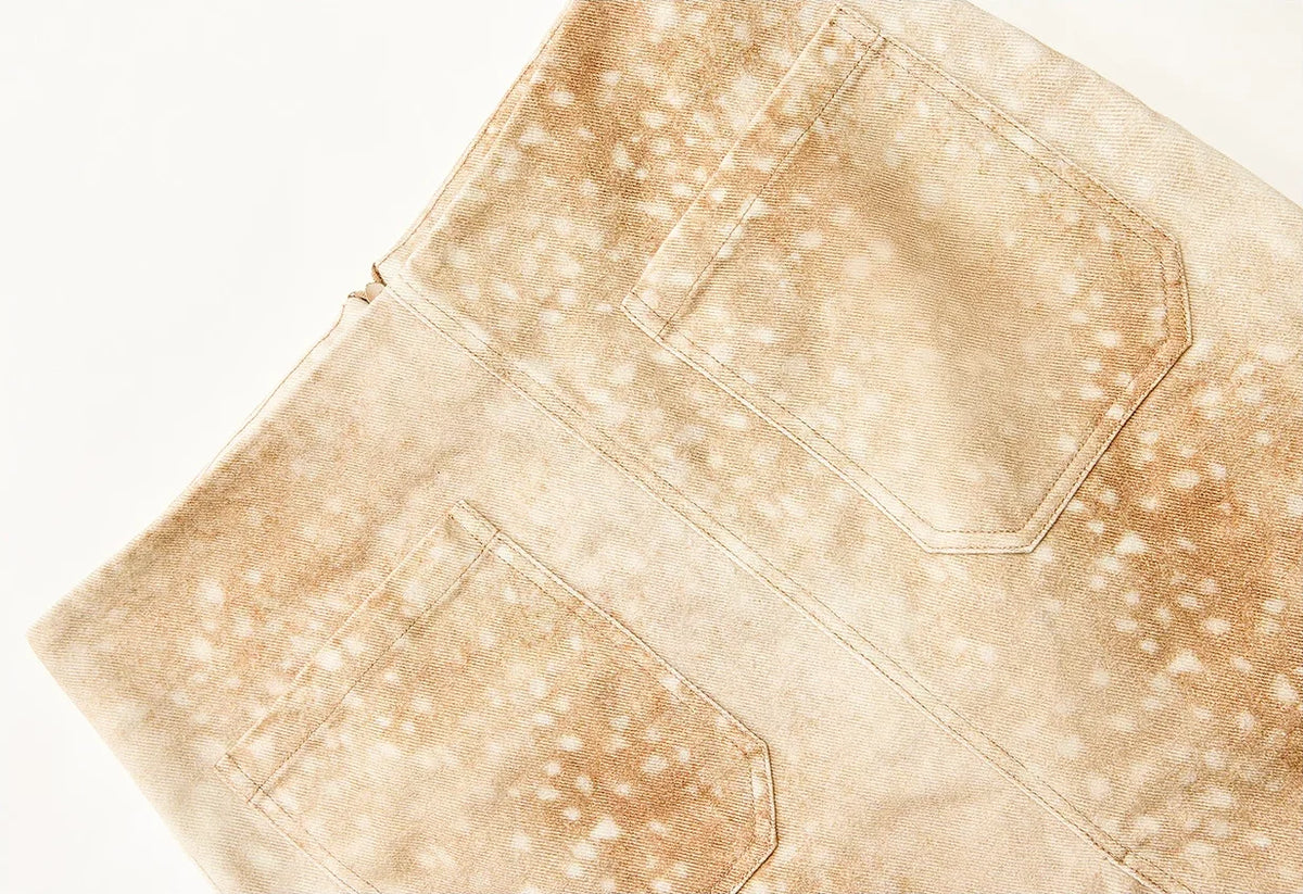 Spotted Denim Midi Skirt - construction close-up