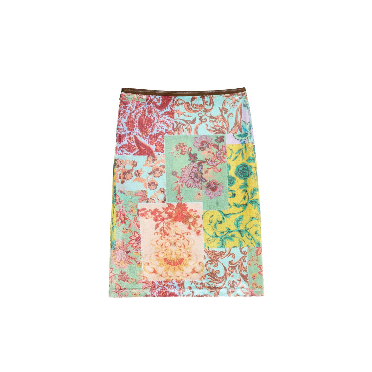 Patchwork Floral Velvet Skirt — product still life