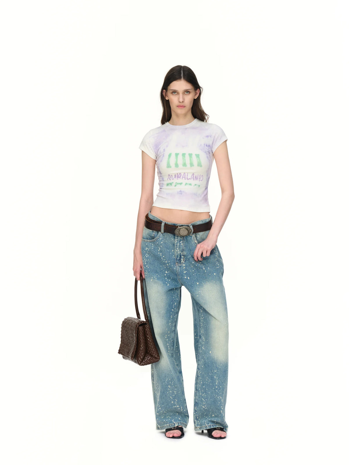 Splatter-Wash Wide-Leg Jeans - styling look