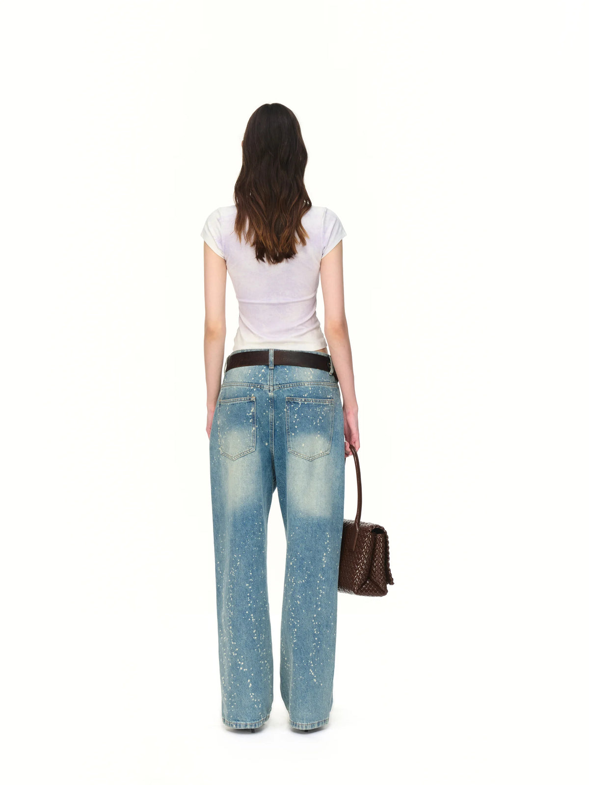 Splatter-Wash Wide-Leg Jeans - model photograph