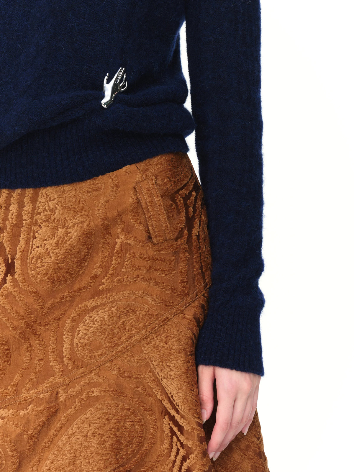 Cable-Knit V-Neck Sweater - model photograph