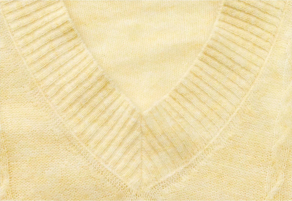 Cable-Knit V-Neck Sweater - v-neck construction