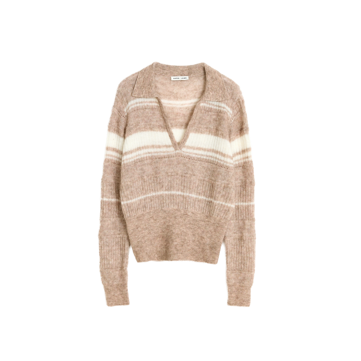 Striped Wool Polo Sweater — product still life