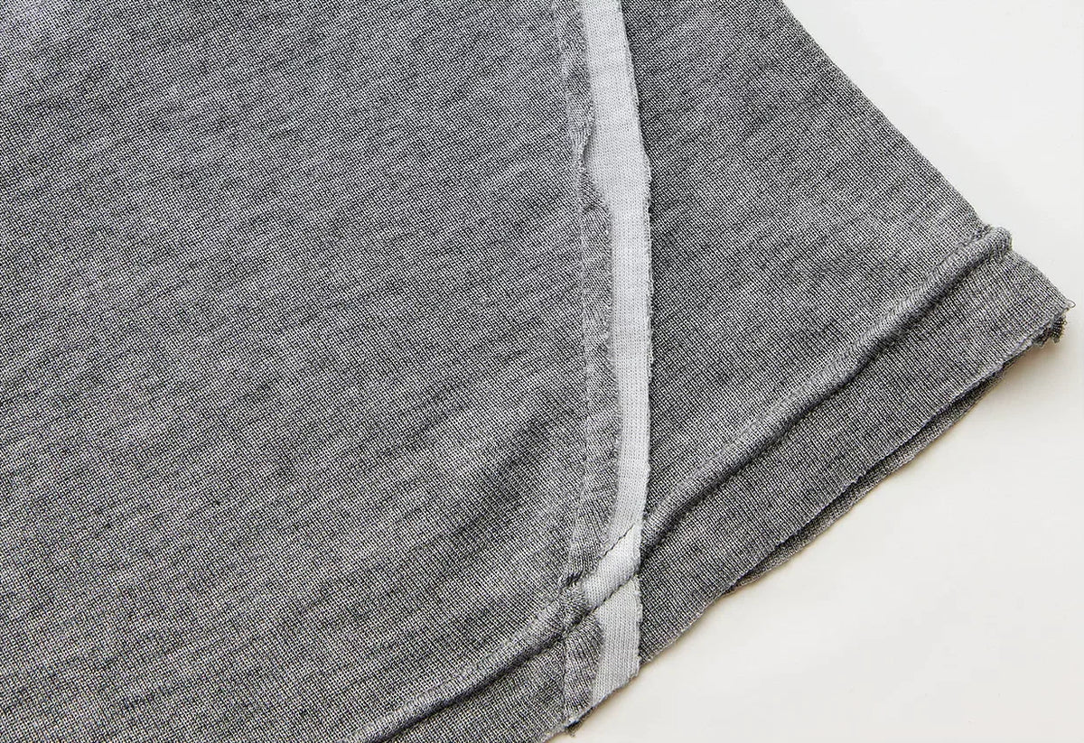 Asymmetric V-Neck Long-Sleeve Top - distressed raw edge
