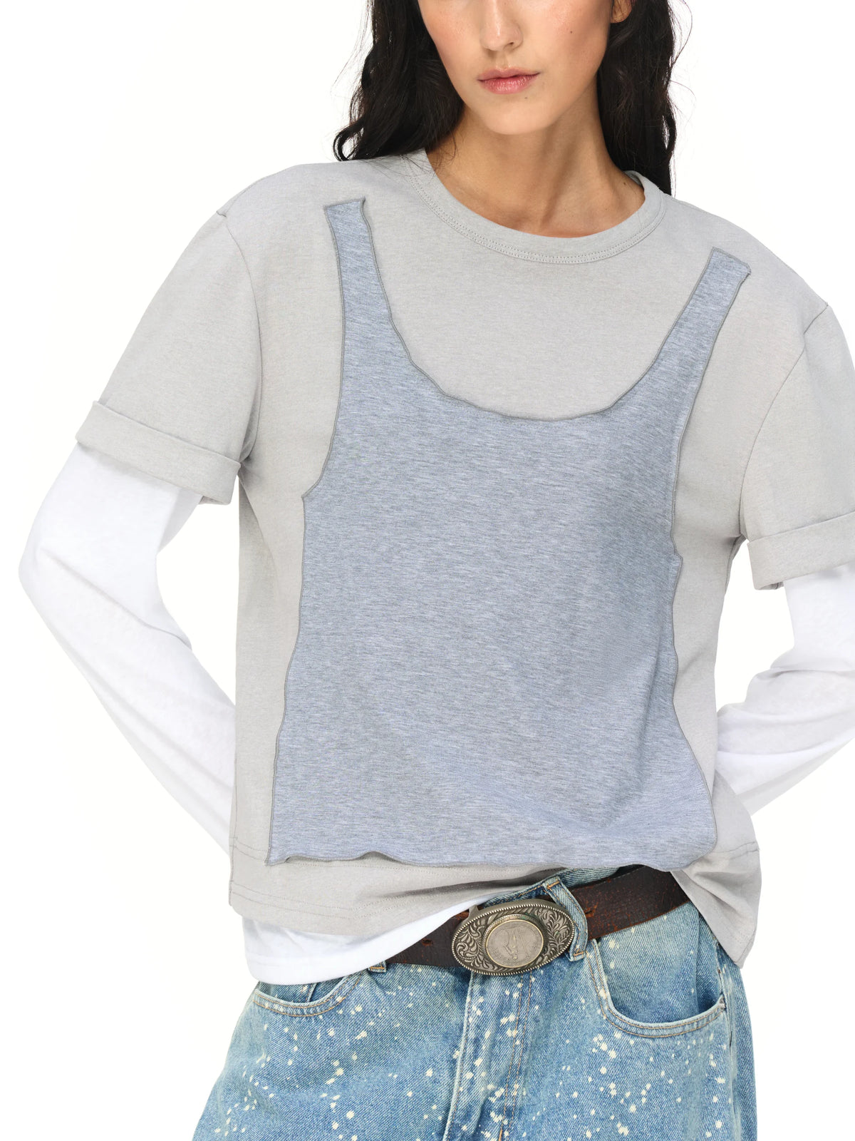Layered Long-Sleeve T-Shirt - model photograph 3