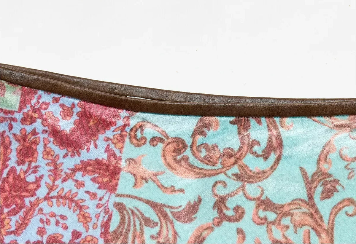 Patchwork Floral Velvet Skirt - waistband detail